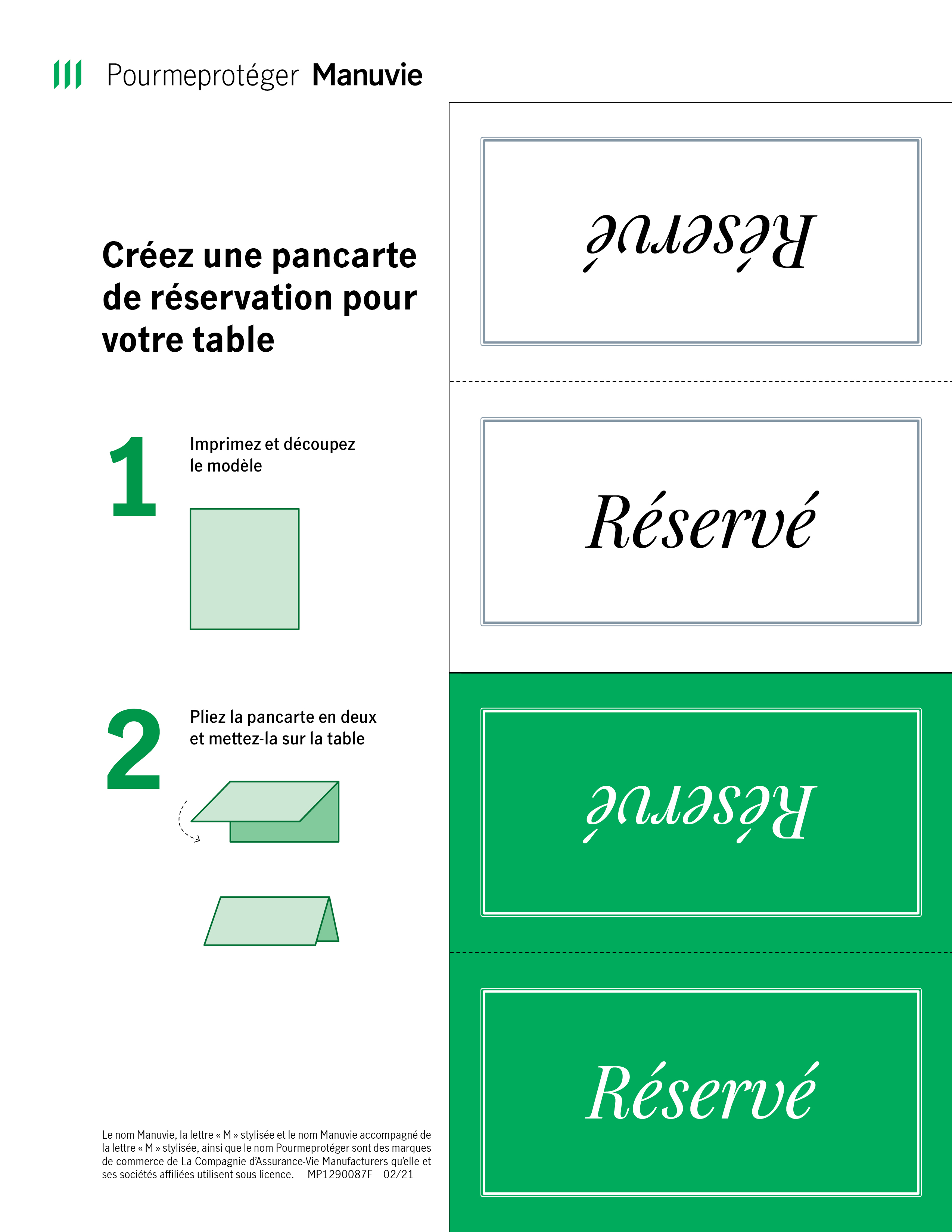 Indication de réservation